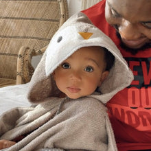 Load image into Gallery viewer, daddy with baby wrapped in penguin towel