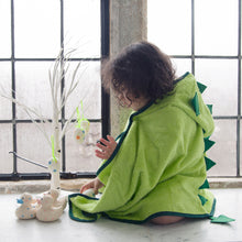 Load image into Gallery viewer, fun dinosaur character towel made with bamboo
