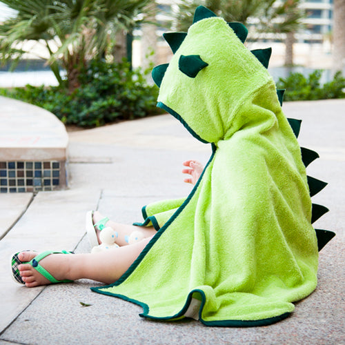fun dinosaur character tail with ears and spikes for beach, swimming and bathtime